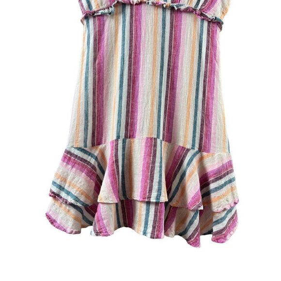 Rails Martina Linen Blend Sleeveless Mini Dress Small Avila Stripe Ruffled Pink - Picture 4 of 13